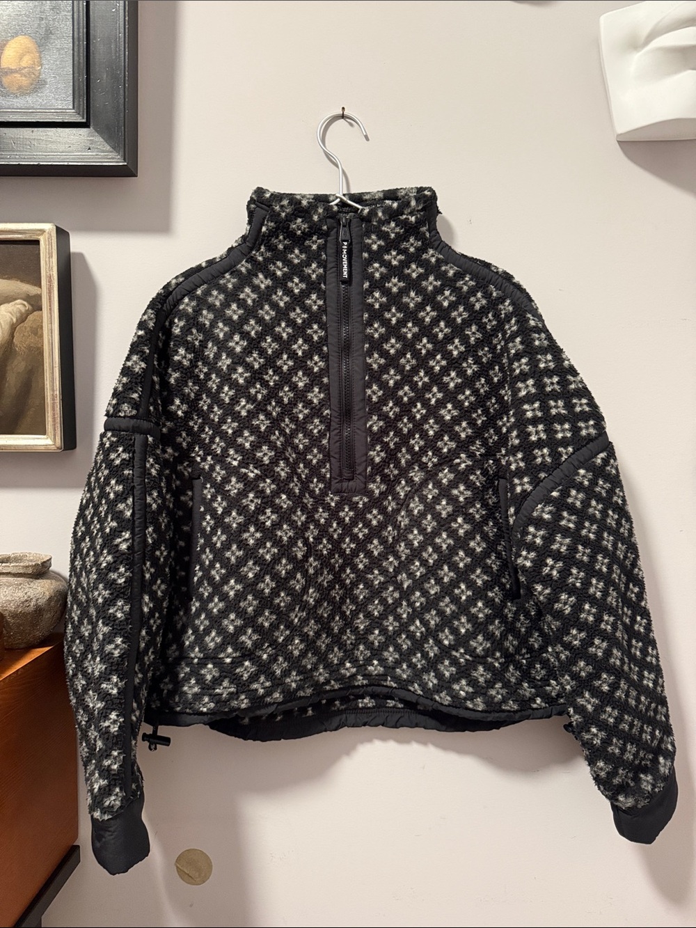 FP Movement Black & White Patterned Half-Zip Fleece Sweater